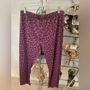 Flax Lavender Leaf Print Pants cotton knit